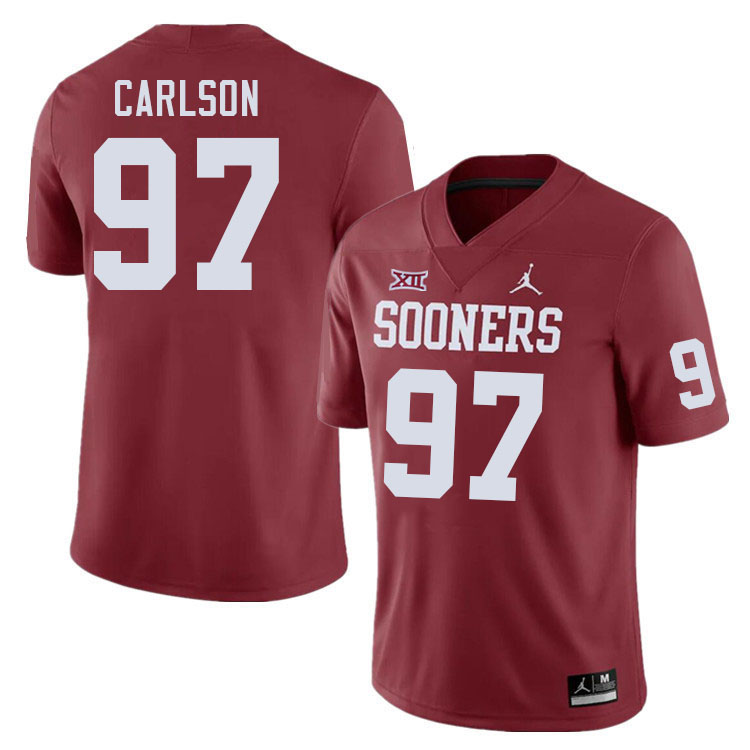 Oklahoma Sooners #97 Kyle Carlson College Football Jerseys Stitched Sale-Crimson